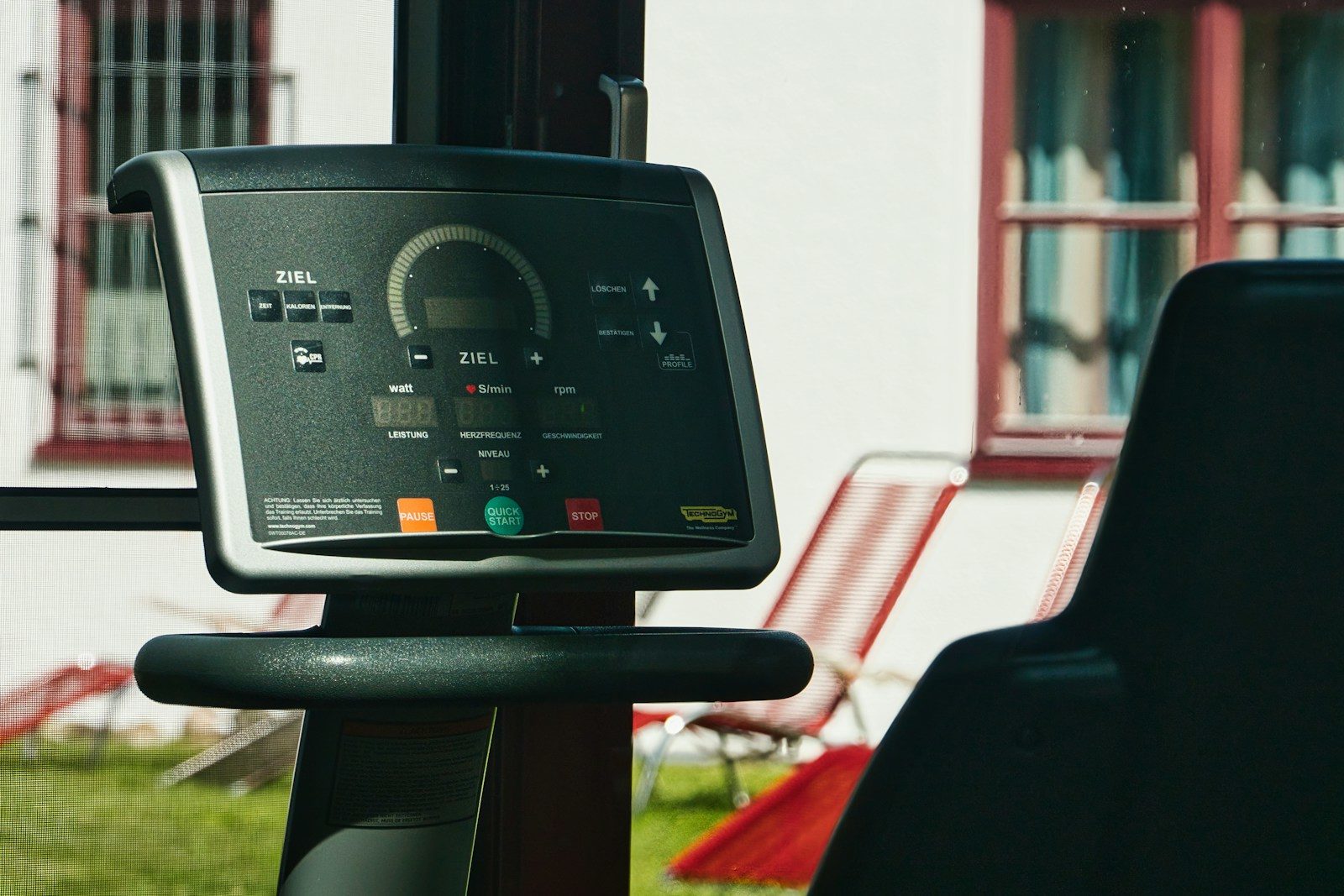 Close-up of a modern exercise machine console.